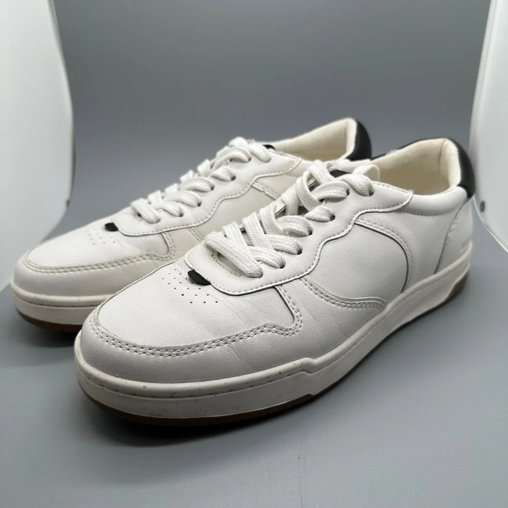 Madewell Court Sneakers in White and black leather Minimalist Unisex Women's 9M - Picture 2 of 16